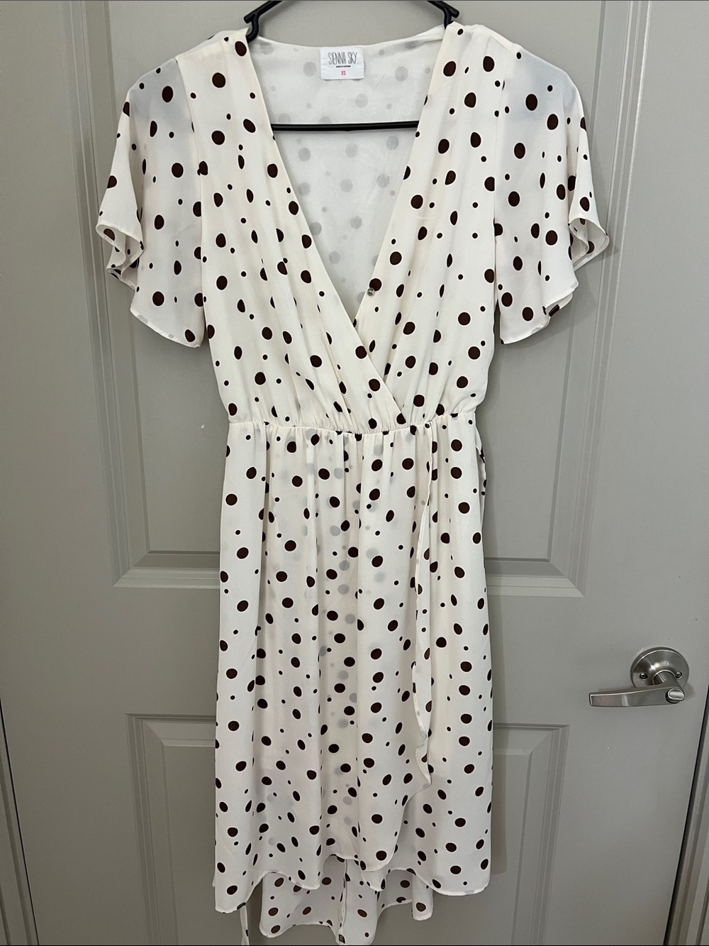Sienna Sky Cream Dress with Brown Polka Dots